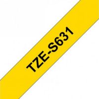 סרט למינציה מקורי שחור על צהוב דביק חזק רוחב 12 מ"מ  Brother TZES631