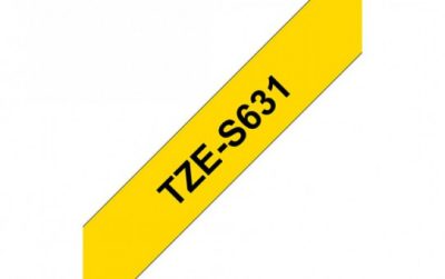 סרט למינציה מקורי שחור על צהוב דביק חזק רוחב 12 מ"מ Brother TZES631 סרט למינציה מקורי שחור על צהוב דביק חזק רוחב 12 מ"מ Brother TZES631