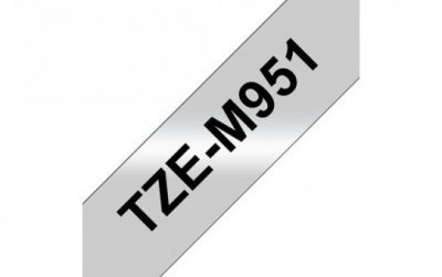 קלטת שחור על כסף מט 24 מ"מ מקורי Brother TZE M951  למינציה דביק סטנדרטי קלטת שחור על כסף מט 24 מ"מ מקורי Brother TZE M951  למינציה דביק סטנדרטי