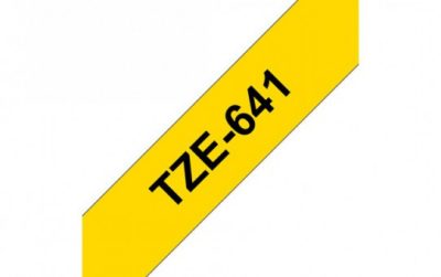 קלטת שחור על צהוב 18 מ"מ מקורי Brother TZE641  למינציה דביק סטנדרטי