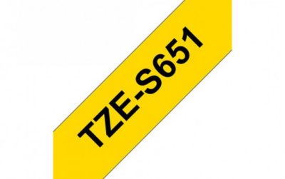 קלטת שחור על צהוב 24 מ"מ מקורי Brother TZES651  למינציה דביק חזק
