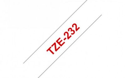 קלטת אדום על לבן 12 מ"מ מקורי Brother TZE232  למינציה דביק סטנדרטי
