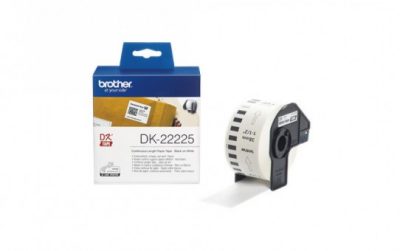 גליל נייר תוויות רציף מקורי 38 מ"מ שחור על לבן  Brother DK-22225 גליל נייר תוויות רציף מקורי 38 מ"מ שחור על לבן  Brother DK-22225