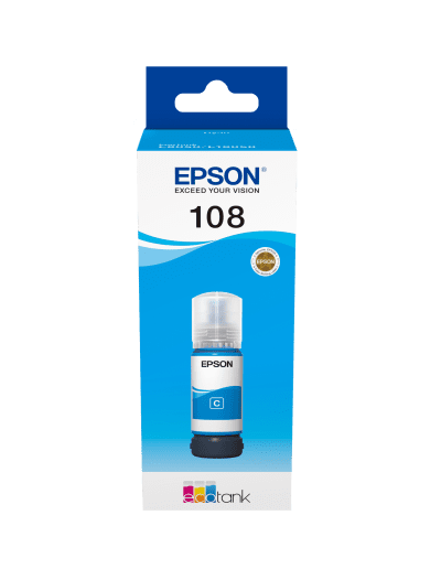 סט 6 בקבוקי דיו מקורי אפסון EPSON ‎108 EcoTank