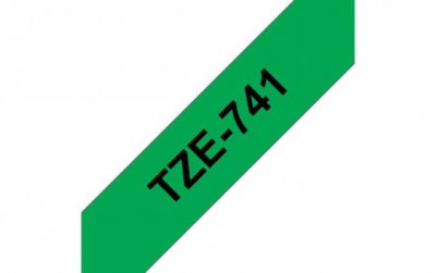 קלטת שחור על ירוק 18 מ"מ מקורי Brother TZE741  למינציה דביק סטנדרטי