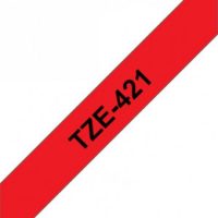 קלטת שחור על אדום 9 מ"מ מקורי Brother TZE421  למינציה דביק סטנדרטי