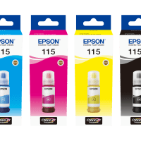 סט 6 בקבוקי דיו מקורי אפסון 115 Epson Ecotank