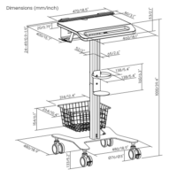 עגלה רפואית מודולרית LUMI MED06-4 עם מחזיק לפטופ נגד גניבה