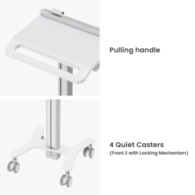 עגלה רפואית מודולרית LUMI MED06-4 עם מחזיק לפטופ נגד גניבה